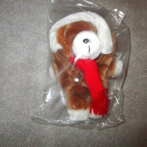 1984 Vtg Avon Dog Christmas Ornament Plush With Clothes Parka & Scarf NEW